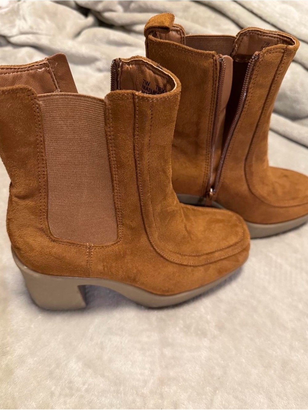 Lane Bryant Suede Chelsea Ankle Boots in Cognac Brown